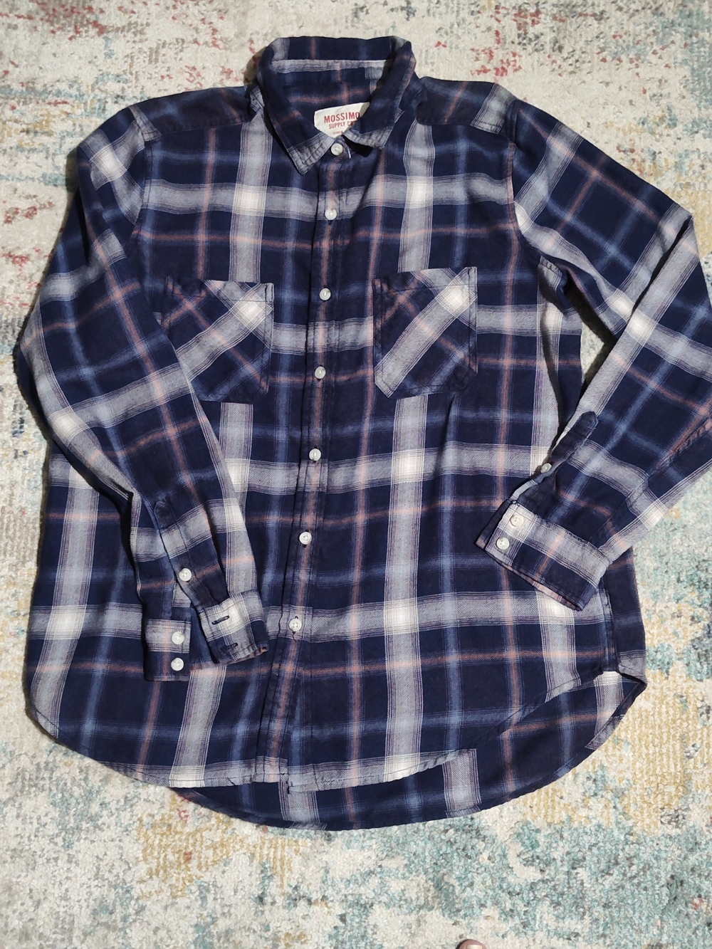 Mossimo Supply Co.  Navy Plaid Button-Up Shirt